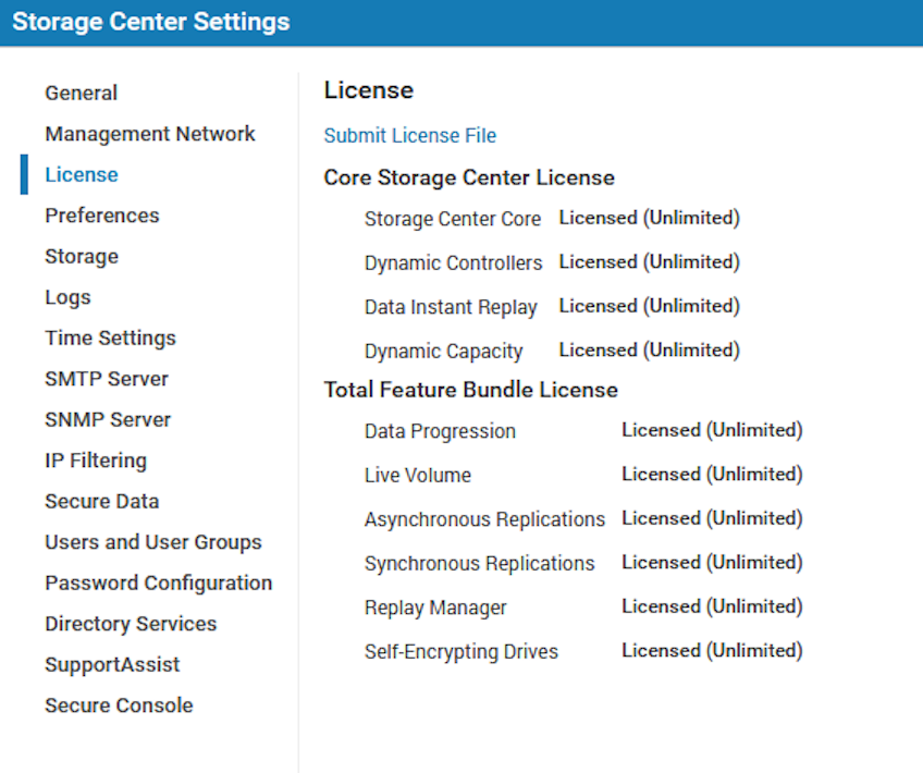 Storage Center Settings